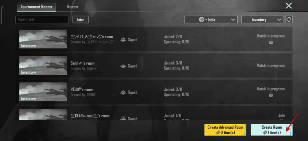 Click on Create Room 1 time
