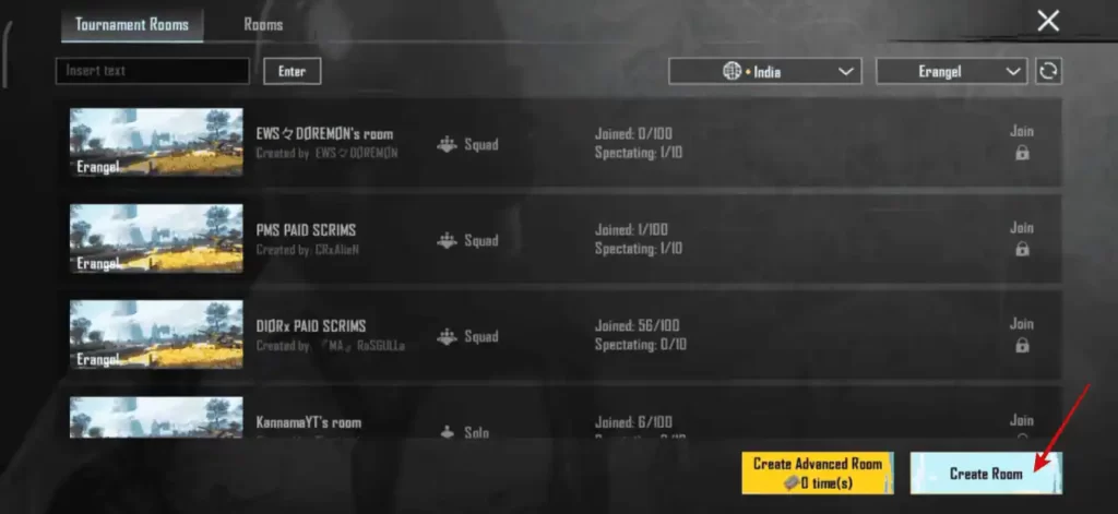 Click on Create Room 